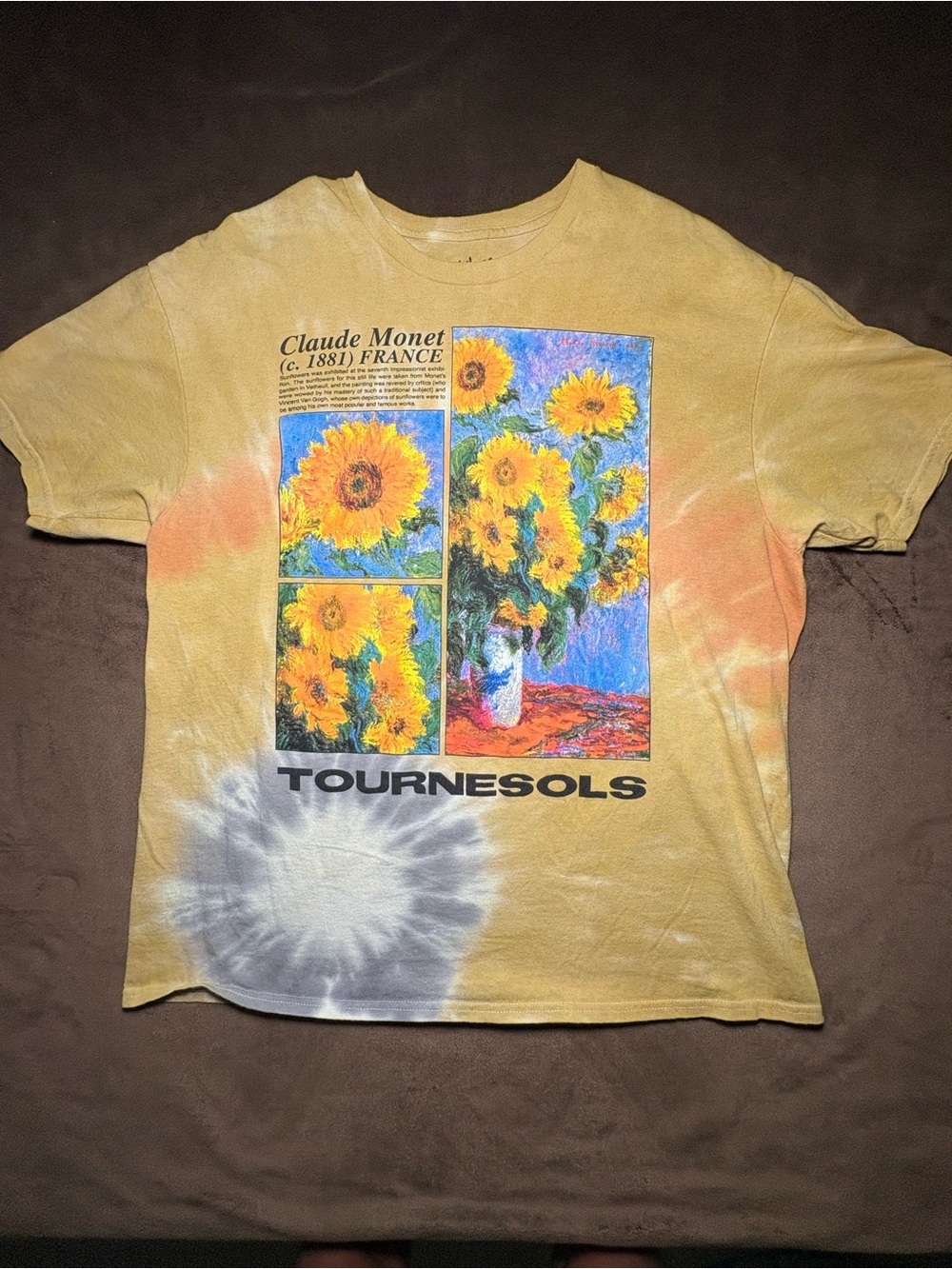 PacSun Claude Monet “Tournesols” tie dye graphic tee - Size Large🌻🎨